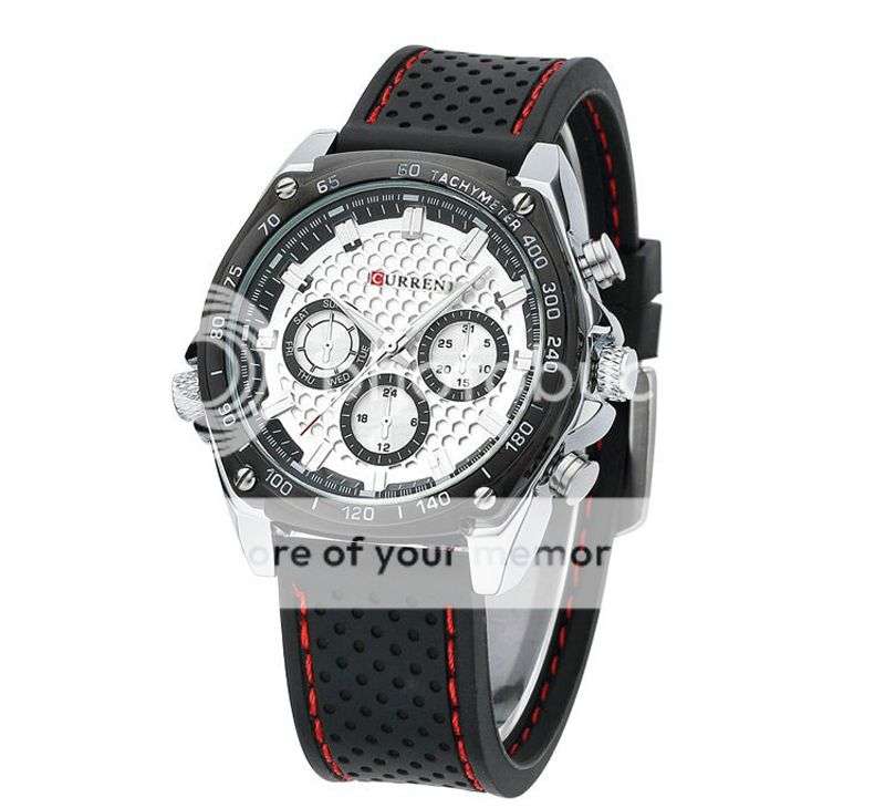 *LOCAL STOCK* CURREN Military Quartz Analog Fashion Mens Wristwatch TPU Rubber Band