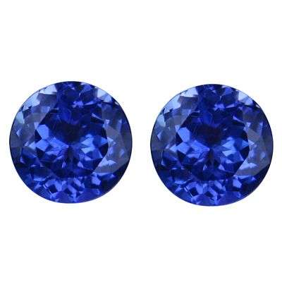 1.42CT STUNNING BRILLIANT ROUND PURPLE BLUE EARING PAIR TANZANITE
