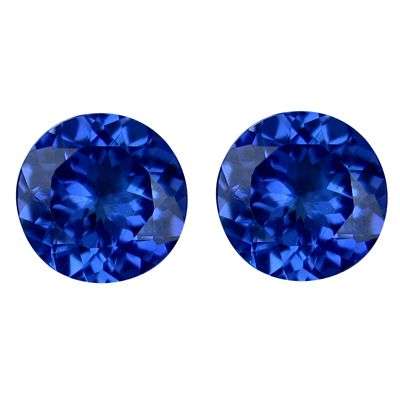 1.93CT STUNNING BRILLIANT ROUND PURPLE BLUE EARING PAIR TANZANITE