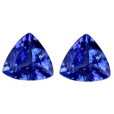 2.08CT~AAA~ PERFECT EARRING PAIR NATURAL TANZANITE BRILLIANT CUT