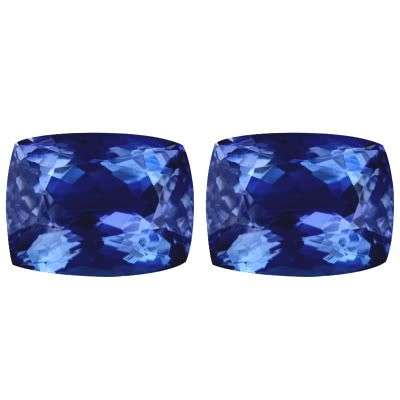 2.55Ct AAA PAIR OF PURPLE BLUE D'BLOCK TANZANITE
