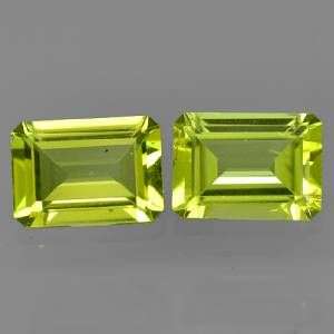 2.10ct- NATURAL Green PERIDOT Pair Emerald Cut