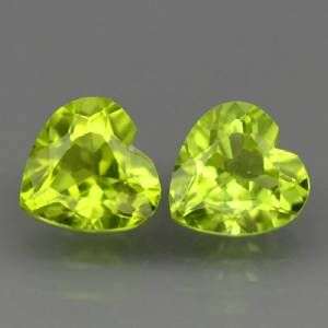 2.14ct- Dazzling NATURAL Green PERIDOT Pair Heart