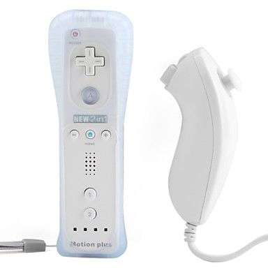 New White Built in Motion Plus Remote and Nunchuck Controller for Nintendo Wii free shipping