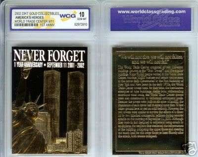 23KT GOLD WORLD TRADE CENTER 1ST ANNIVERSARY BLACK CARD