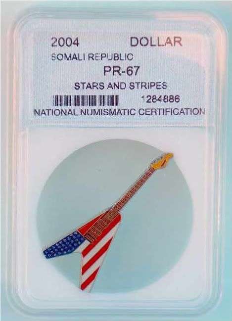 2004 Somalia color $1 Guitar-Stars and Stripes-USA