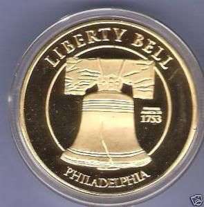 LIBERTY BELL~INDEPENDENCE HALL~ 24KT GOLD PLATED COIN
