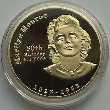 MARILYN MONROE 80TH BIRTHDAY 24K Gold-Plated Commemorative Coin