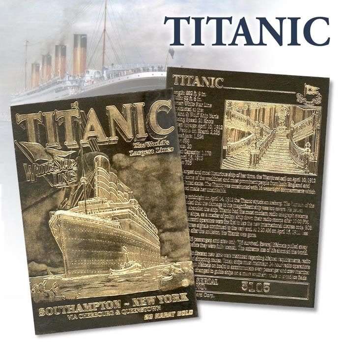 1912 TITANIC *Worlds Largest Ship* 23 Karat GOLD Card