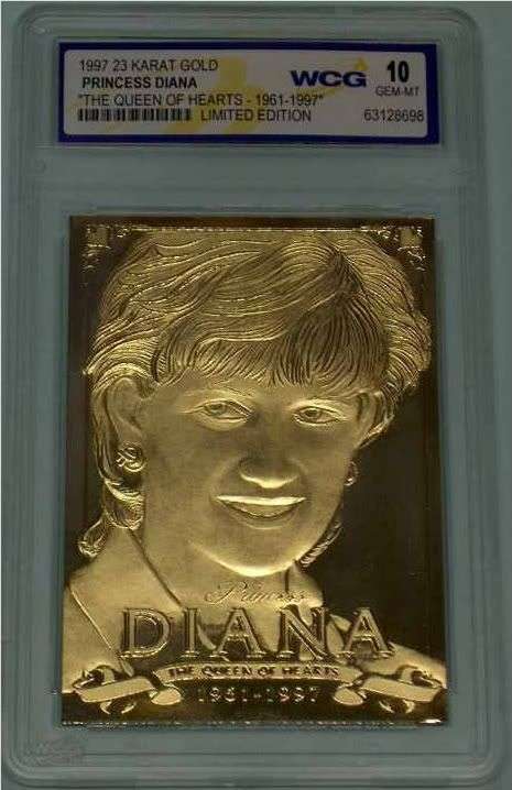 PRINCESS DIANA 23KT GOLD QUEEN OF HEARTS GRADED CARD