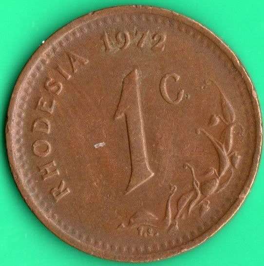 *** 1972 Rhodesia 1c coin ***                          SUN355