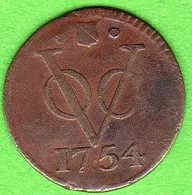 NETHERLANDS EAST INDIES-UTRECHT 1 DUIT 1754                             SUN405