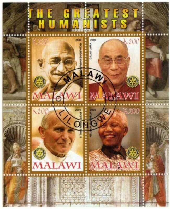 M.Gandhi,D.Lama,Pope J.Paul II,N.Mandela