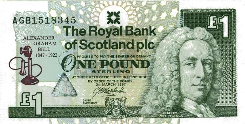 SCOTLAND: ONE POUND.THE ROYAL BANK OF SCOTLAND.A.G.BELL  UNC