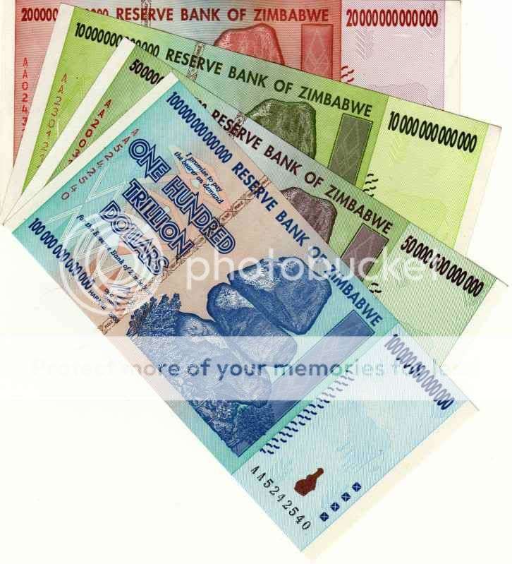 Zimbabwe Trillion Dollar notes Set   *** UNC ***