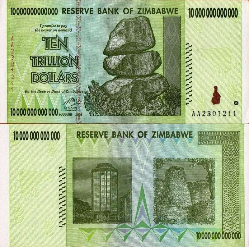 Zimbabwe Ten Trillion Dollars note   *** UNC ***