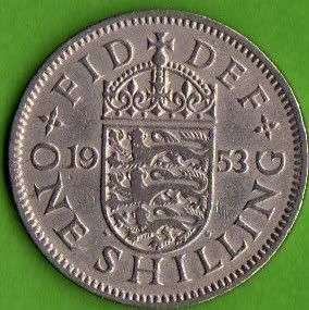 *** GREAT BRITAIN 1953 ONE SHILLING  ***                          SUN280