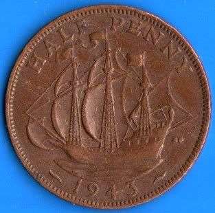 1943 BRITISH HALF PENNY                                        SUN298