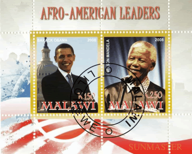 ** WOW ** Souv.sheets 2008 MALAWI - Nelson Mandela & Barack Obama