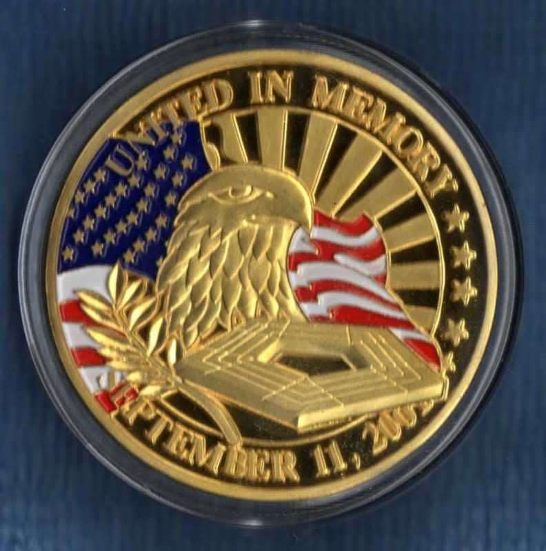 PENTAGON 9/11 UNITED IN MEMORY 24 KT GOLD COMM COIN NEW