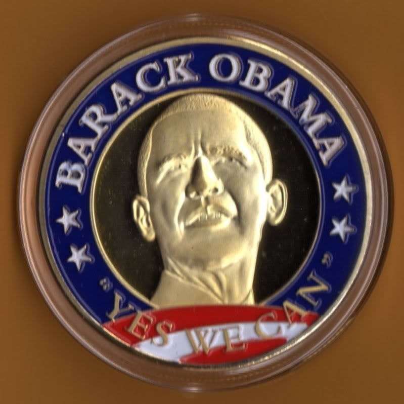 BARACK OBAMA PRESIDENT 24 KT G0LD PLATED COIN YES WE CAN