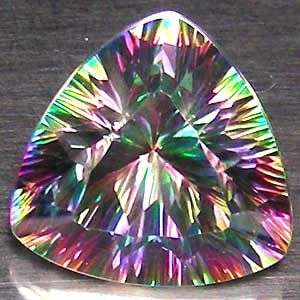 LOVELY! 10.68Cts Trillian Concave Cut Natural Rainbow Mystic Topaz  - Exact Pictures!