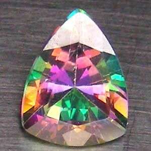 WOW! 3.06Cts Trillian Concave Cut Natural Rainbow Mystic Topaz  - Exact Pictures!