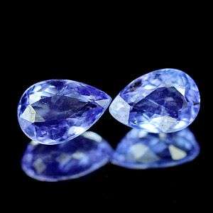 GORGEOUS  0.96ct violet Blue Pear Cut Tanzanite pair - A must have