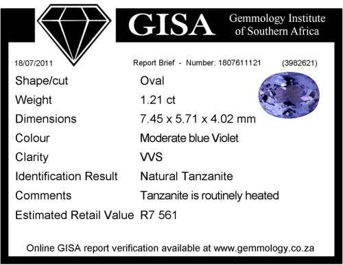 GORGEOUS! 1.03 ct Oval Cut Tanzanite G.I.S.A Certified