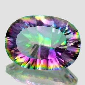 4.88Cts Oval Concave Cut  Natural Rainbow Mystic Topaz Stunning  - Exact Pic!