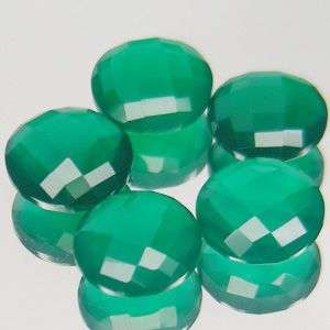 13.85ct(5 Pcs) Natural Green Agate Round facet checker board cut  - Gorgeous LOT