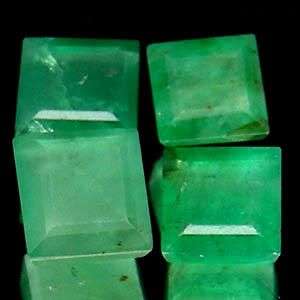 2.10cts( 4 pcs) TOP SQUARE CUT COLOMBIAN EMERALD Lot- Simply Beautiful