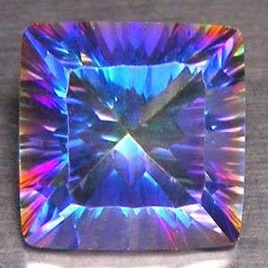 WONDERFUL! 9.84Cts Square Concave Cut Natural Rainbow Mystic Topaz