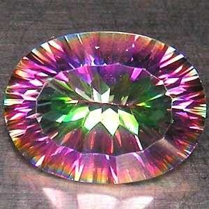 BEAUTIFUL! 8.93Cts**(1 Pc)** OvalConcave Cut Natural Rainbow Mystic Topaz  - Exact Pictures!