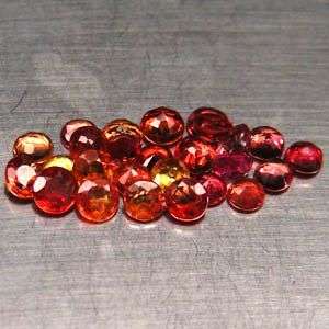 FLAWLESS! 6.47Cts.** 41Pcs** Natural Round Cut Red Orange Sapphire Lot