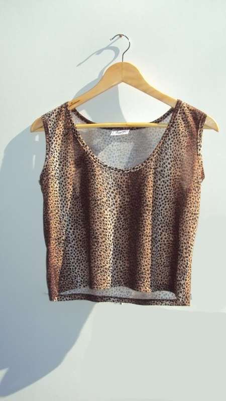 Vintage Leopard Print Crop Top - S/M