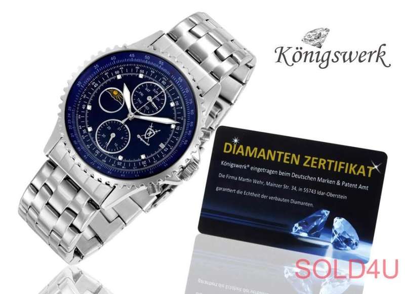 Original German Luxury Konigswerk Argos steel band - Blue Diamond Clock