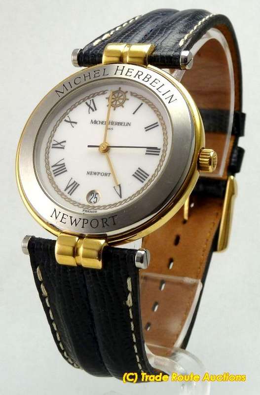 MICHEL HERBELIN LARGE SIZE ROUND DIAL DATE Newport Men's Watch 12456 *** R 12,000-00 *** BOX