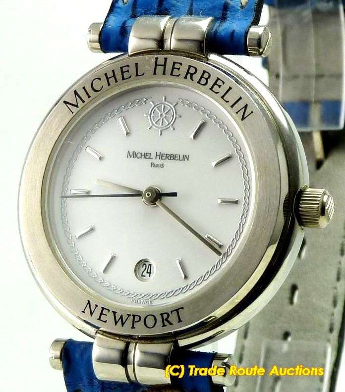 MICHEL HERBELIN LADIES SS LEATHER NEWPORT WATCH - 12857 *** R 9,000-00 ***