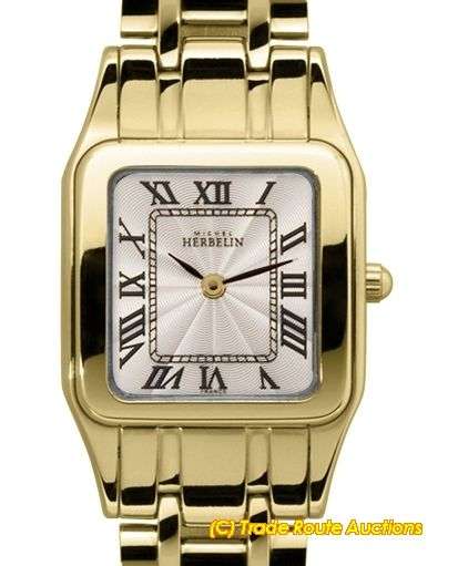 MICHEL HERBELIN LADIES GOLD PLATED WATCH - 17427/BP08 - CARTIER STYLE