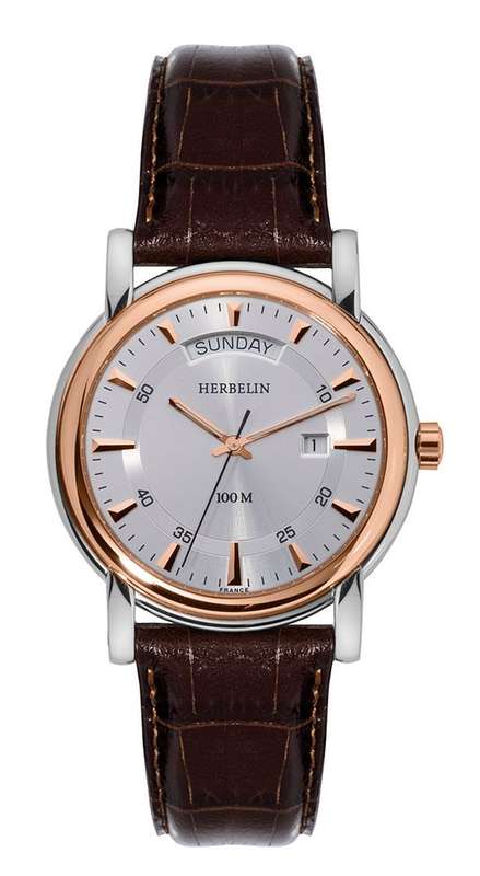 Michel Herbelin Men's Rose Gold 2-Tone Leather Strap Day/Date Watch 16879/P29MA *** R 9,000-00 ***