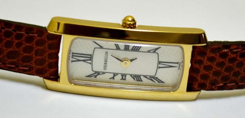 MICHEL HERBELIN WOMENS LEATHER BAND WATCH  *** R 7,000-00 ***
