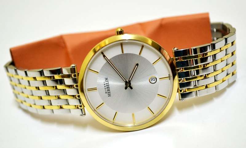 MICHEL HERBELIN TWO TONE DATE MENS WATCH - ****R12000****
