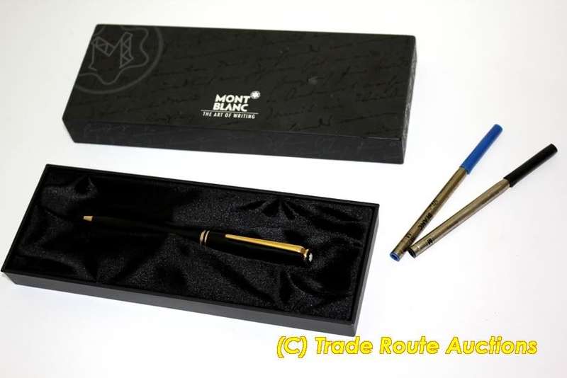 Mont Blanc Classic Ball Pen + BOX + BOOKLET + 2 X FREE REFILLS (BLACK & BLUE)  **** MONTBLANC ****