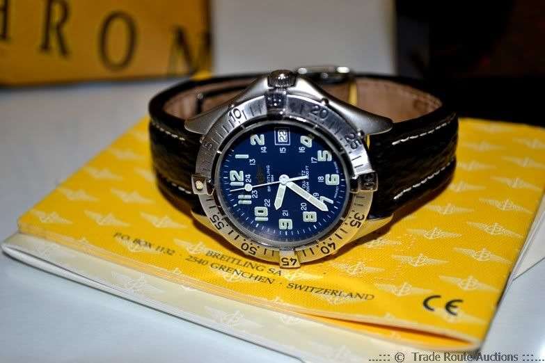 BREITLING AEROMARINE COLT Quartz A57035 Mens Watch - Breitling Leather Strap - Box & Papers
