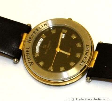 MICHEL HERBELIN NEWPORT MEN'S WATCH - FULL DAY DATE - LEATHER STRAP