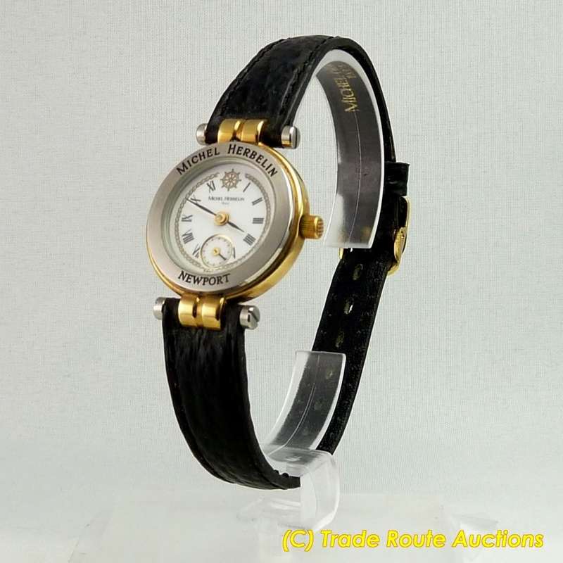 MICHEL HERBELIN LADIES SS LEATHER NEWPORT WATCH - 13325 *** R 9,000-00 ***
