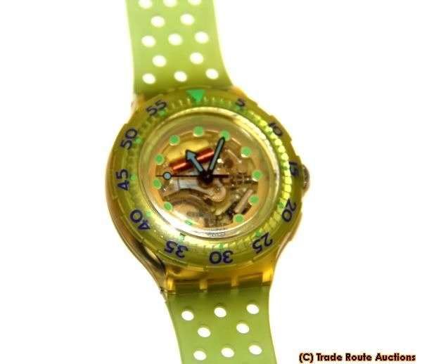 SDK107 Swatch - Scuba Blue Ice Hands Glow Classic - Old New Stock - Clearance SALE 50% OFF