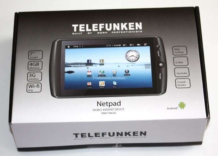 Telefunken Netpad GOOGLE ANDROID 2.1 + 3G + WIFI + Webcam ****** NETPAD ******