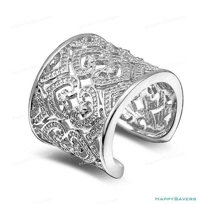 Sterling Silver Big Size Luxury Open Adjustable Ring